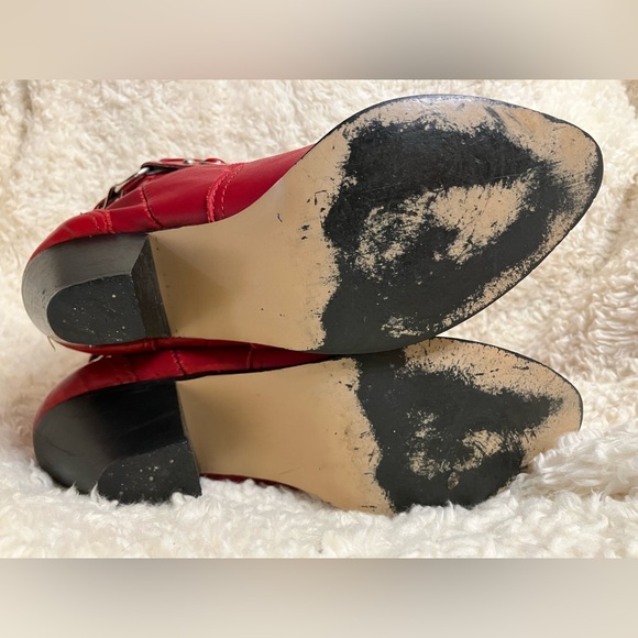 Women’s Cowgirl Red Silver Trim Western Slouch Ankle Size 7 - Picture 5 of 14